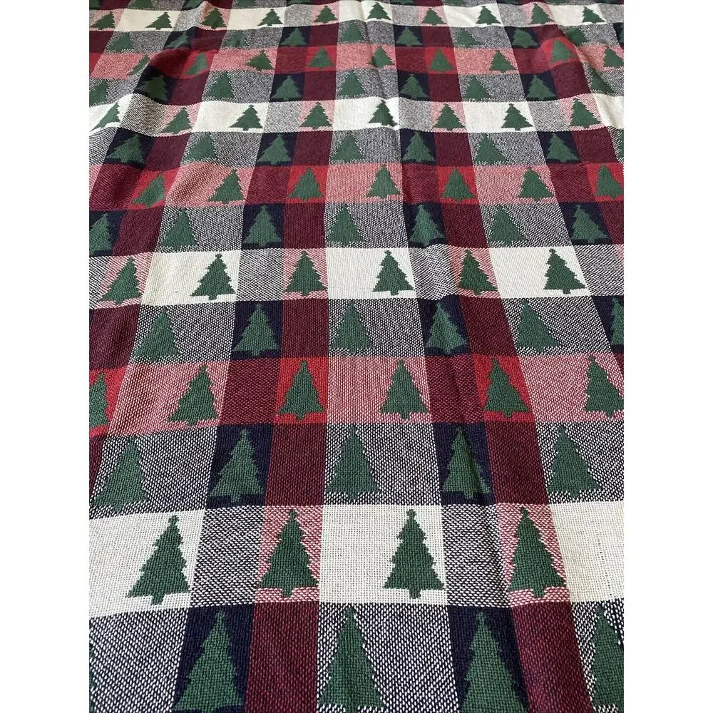 Afghan Knitted Throw Blanket 50X60 Trees Holiday Xmas Christmas Reversible Read!
